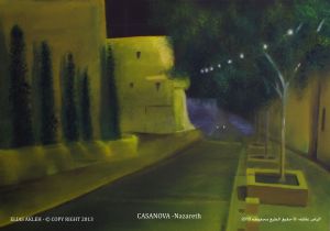 Casanova street at night, Nazareth city